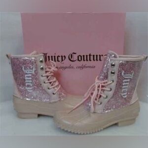 Juicy Couture Talos Glitter Rain Boots sz 6 Blush